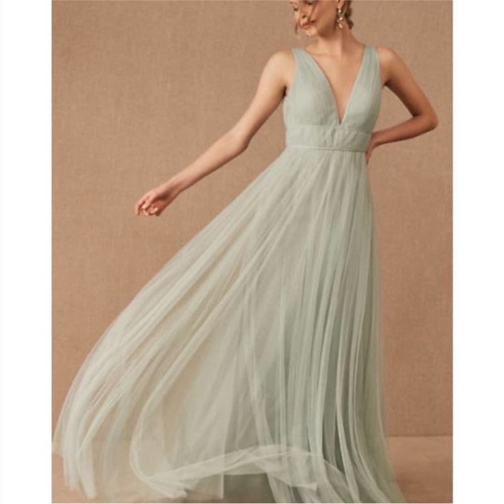 BHLDN Anthropologie Jenny Yoo Sarita gown Green tulle maxi dress plus size 26 - Picture 7 of 9